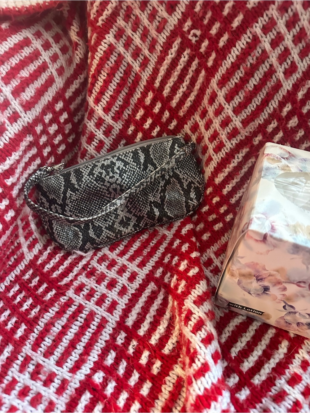 Snake-Print Mini Shoulder Bag in Black & Gray